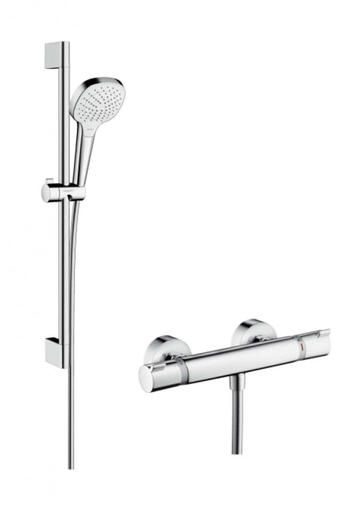 HANSGROHE Croma Select E Sprchový set Vario s termostatem, 3 proudy, sprchová tyč 65 cm, bílá/chrom 27081400