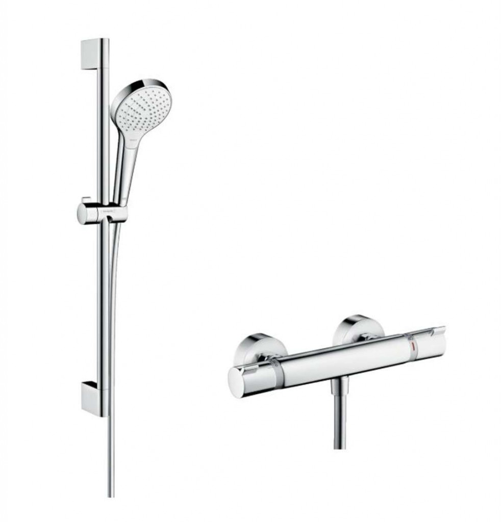 HANSGROHE Croma Select S Sprchový set Vario s termostatem, 3 proudy, sprchová tyč 65 cm, bílá/chrom 27013400