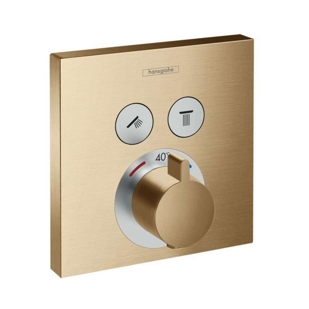 HANSGROHE Shower Select Termostatická baterie pod omítku pro 2 spotřebiče, kartáčovaný bronz 15763140