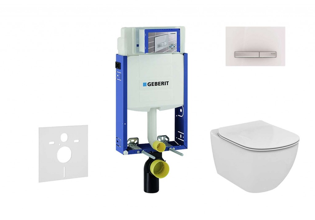 GEBERIT Kombifix Modul pro závěsné WC s tlačítkem Sigma50, alpská bílá + Ideal Standard Tesi WC a sedátko, Aquablade, SoftClose 110.302.00.5 NU8