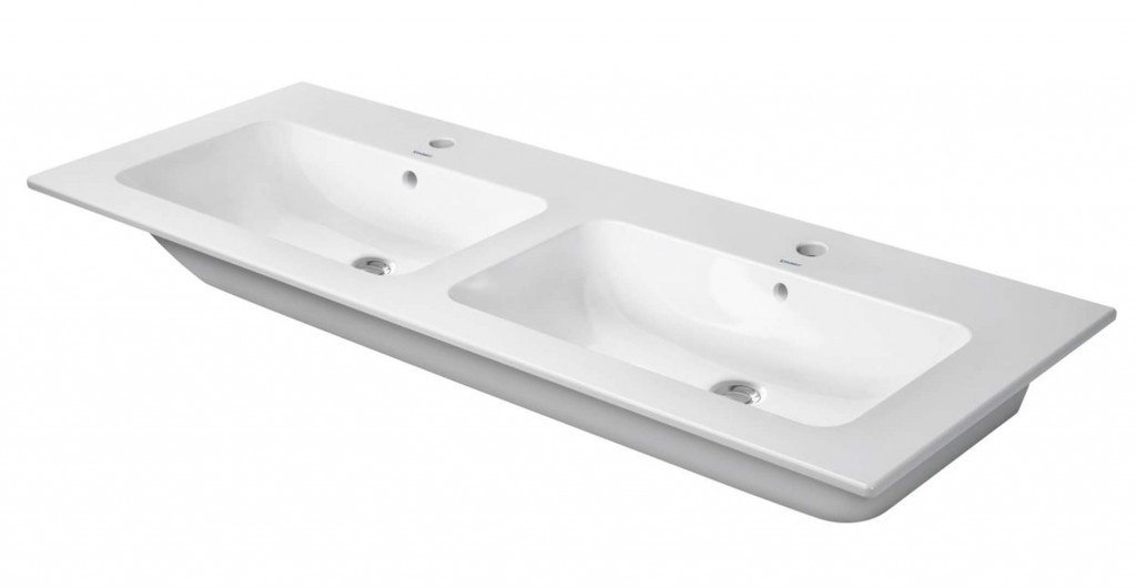 DURAVIT ME by Starck Dvojumyvadlo nábytkové 130x49 cm, s přepadem, 2 otvory pro baterie, WonderGliss, bílá 23361300001