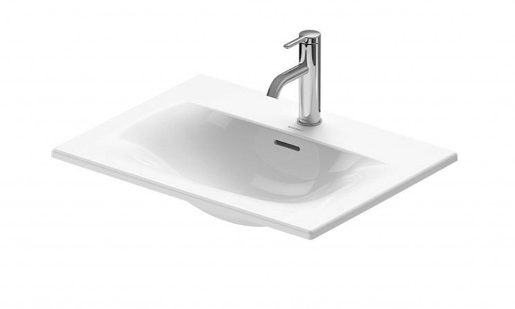 DURAVIT Viu Umyvadlo na desku, 60x45 cm, zápustné, s přepadem, s otvorem pro baterii, WonderGliss, bílá 03856000001