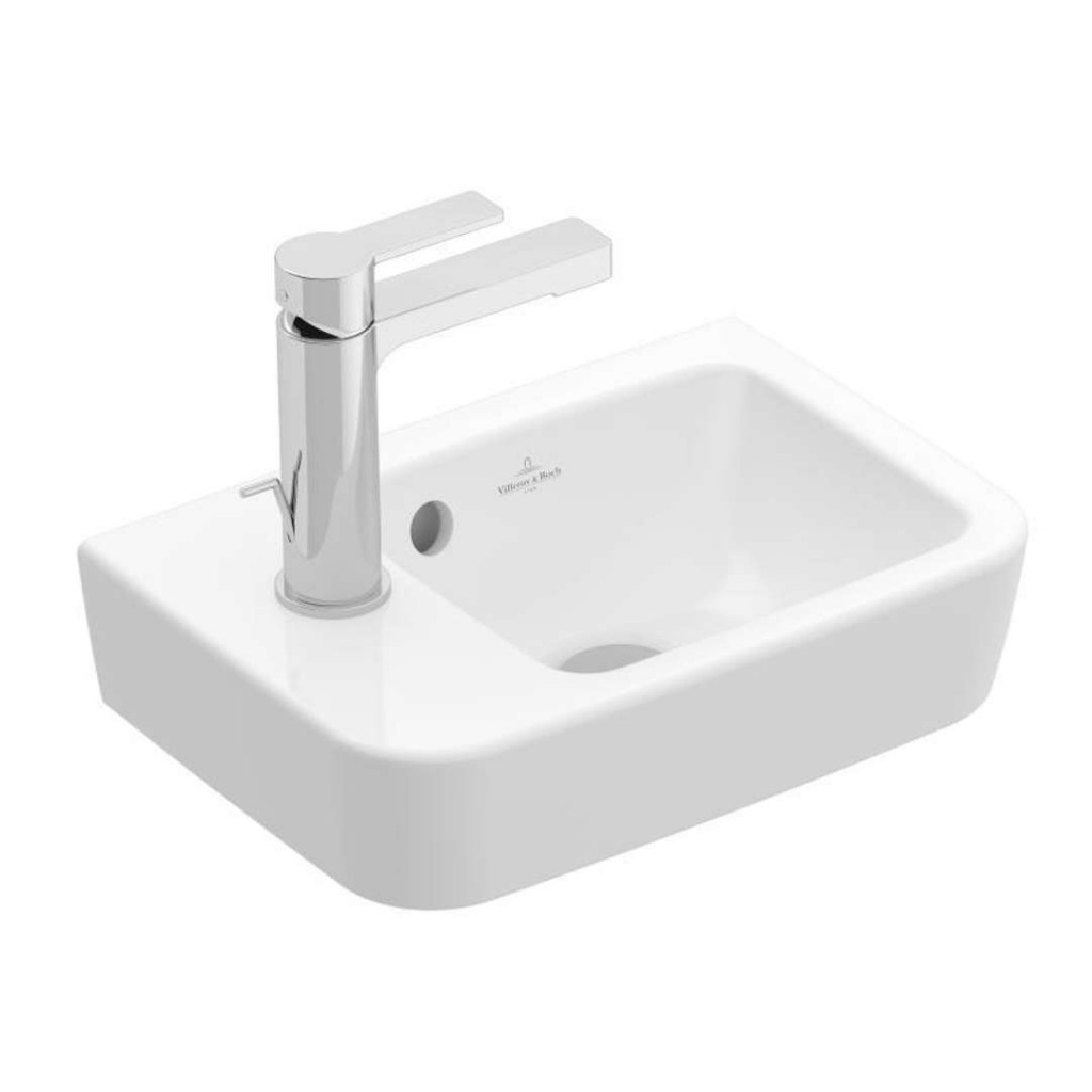 VILLEROY & BOCH O.novo Umývátko Compact 36x25 cm, s přepadem, 1 otvor pro baterii vlevo, alpská bílá 43423601