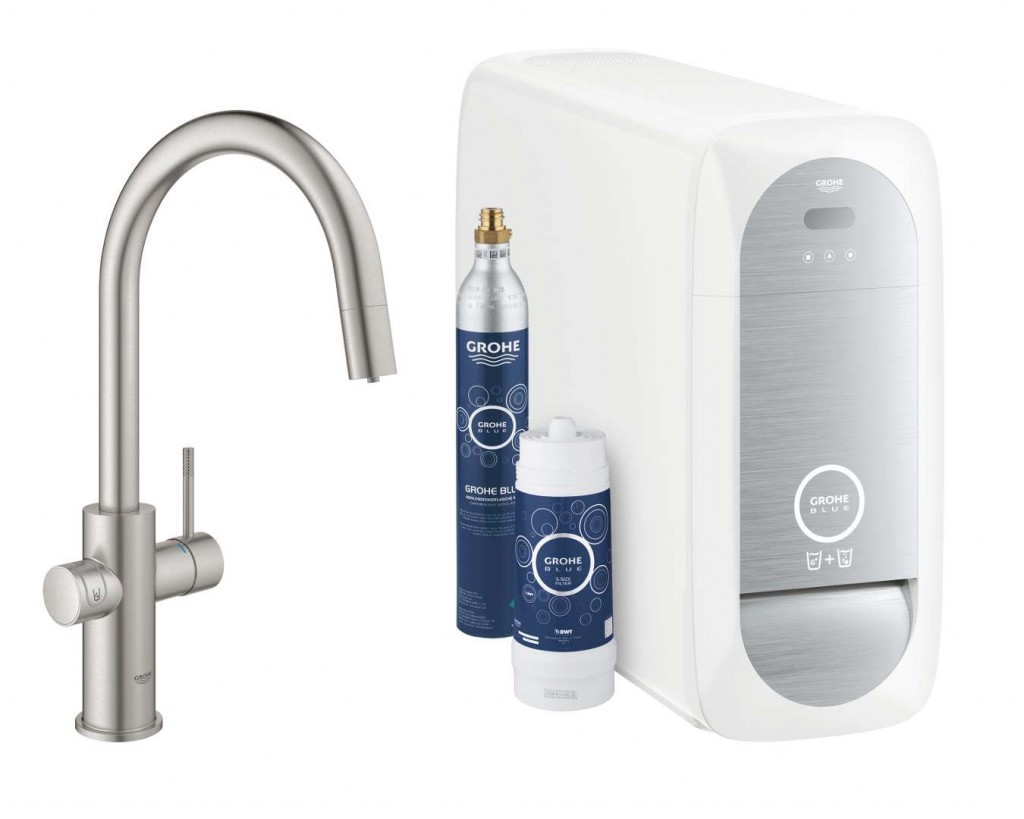 GROHE Blue Home Dřezová baterie Connected, s chladícím zařízením a filtrací, supersteel 31541DC0