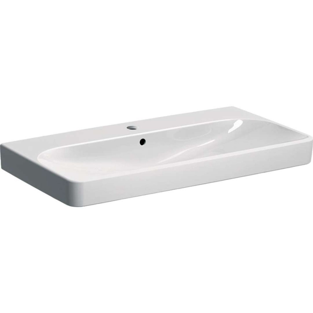 GEBERIT Smyle Square Umyvadlo 90x48 cm, s přepadem, otvor pro baterii, bílá 500.251.01.1