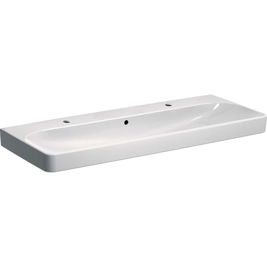 GEBERIT Smyle Square Dvojumyvadlo 120x48 cm, s přepadem, 2 otvory pro baterie, bílá 500.253.01.1