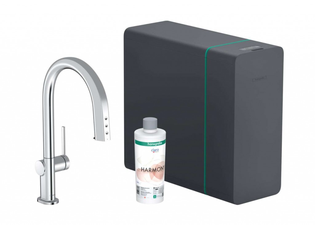 HANSGROHE Aqittura M91 Dřezová baterie s výsuvnou koncovkou, SodaSystem, sBox, chrom 76836000