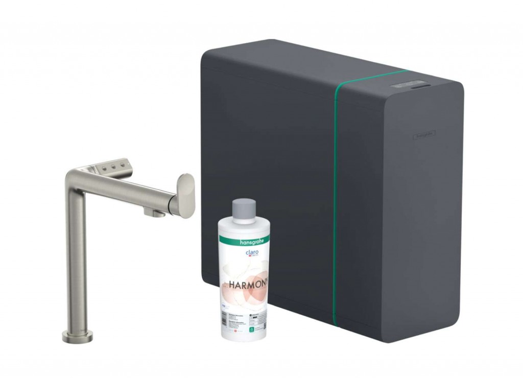 HANSGROHE Aqittura M91 Dřezová baterie, SodaSystem, sBox, vzhled nerezu 76837800