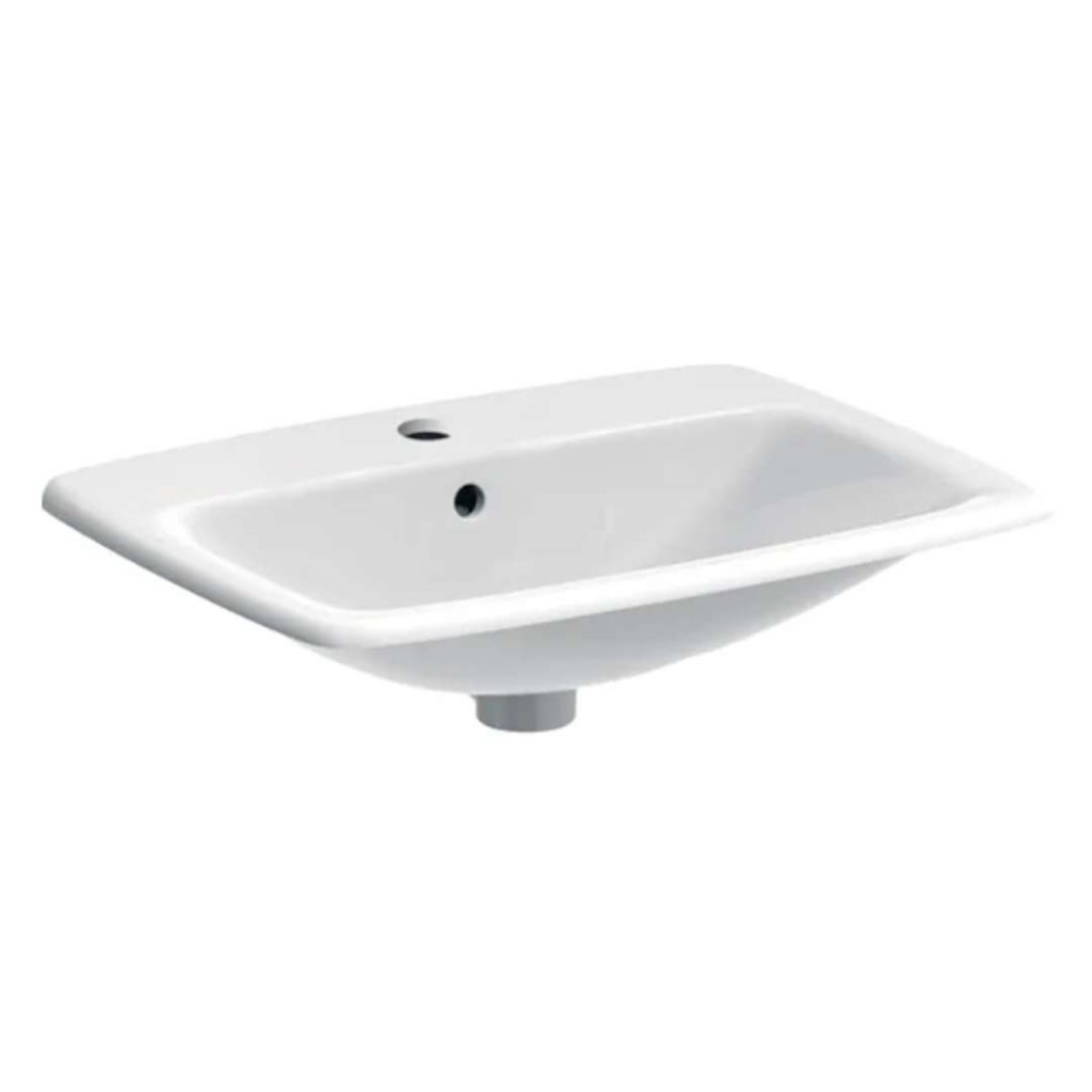 GEBERIT Selnova Square Umyvadlo 60x45 cm, s přepadem, otvor pro baterii, bílá 500.307.01.7