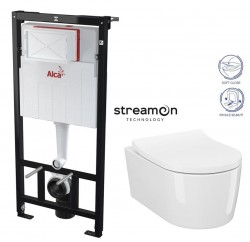 ALCADRAIN Alcadrain Sádromodul - predstenový inštalačný systém bez tlačidla + WC CERSANIT INVERTO + SEDADLO duraplastu SOFT-CLOSE (AM101/1120 X IN1)