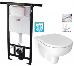 ALCADRAIN Jádromodul - předstěnový instalační systém bez tlačítka + WC JIKA LYRA PLUS RIMLESS + SEDÁTKO DURAPLAST SLOWCLOSE (AM102/1120 X LY2)