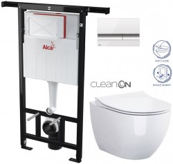 ALCADRAIN Jádromodul - předstěnový instalační systém s bílým/ chrom tlačítkem M1720-1 + WC CERSANIT ZEN CLEANON + SEDÁTKO (AM102/1120 M1720-1 HA1)