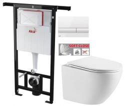 ALCADRAIN Jádromodul - předstěnový instalační systém s bílým tlačítkem M1710 + WC INVENA LIMNOS WITH SOFT, včetně soft/close sedátka (AM102/1120 M1710 LI1)