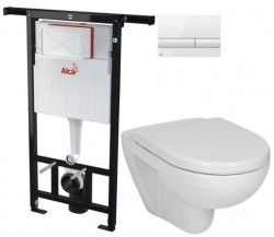 ALCADRAIN Jádromodul - předstěnový instalační systém s bílým tlačítkem M1710 + WC JIKA LYRA PLUS + SEDÁTKO DURAPLAST (AM102/1120 M1710 LY6)