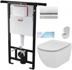 ALCADRAIN Jádromodul - předstěnový instalační systém s chromovým tlačítkem M1721 + WC Ideal Standard Tesi se sedátkem SoftClose, AquaBlade  (AM102/1120 M1721 TE1)