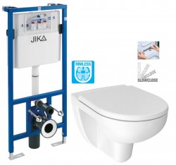 ALCADRAIN předstěnový instalační systém bez tlačítka + WC JIKA LYRA PLUS RIMLESS + SEDÁTKO DURAPLAST SLOWCLOSE (H895652 X LY2)