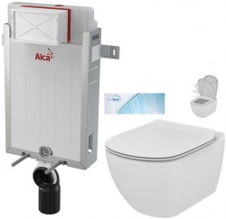 ALCADRAIN Renovmodul - předstěnový instalační systém bez tlačítka + WC Ideal Standard Tesi se sedátkem SoftClose, AquaBlade  (AM115/1000 X TE1)
