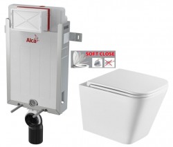 ALCADRAIN Renovmodul - předstěnový instalační systém bez tlačítka + WC INVENA FLORINA WITH SOFT, včetně soft/close sedátka (AM115/1000 X FL1)