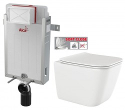 ALCADRAIN Renovmodul - předstěnový instalační systém bez tlačítka + WC INVENA PAROS  + SEDÁTKO (AM115/1000 X RO1)