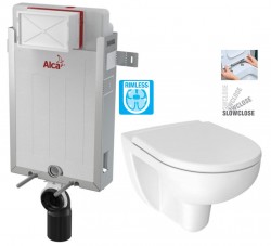 ALCADRAIN Renovmodul - předstěnový instalační systém bez tlačítka + WC JIKA LYRA PLUS RIMLESS + SEDÁTKO DURAPLAST SLOWCLOSE (AM115/1000 X LY2)