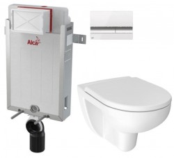 ALCADRAIN Renovmodul - předstěnový instalační systém s bílým/ chrom tlačítkem M1720-1 + WC JIKA LYRA PLUS RIMLESS + SEDÁTKO DURAPLAST (AM115/1000 M1720-1 LY1)