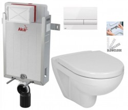 ALCADRAIN Renovmodul - předstěnový instalační systém s bílým tlačítkem M1710 + WC JIKA LYRA PLUS + SEDÁTKO DURAPLAST SLOWCLOSE (AM115/1000 M1710 LY5)