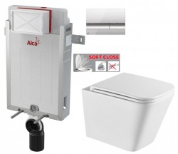 ALCADRAIN Renovmodul - předstěnový instalační systém s chromovým tlačítkem M1721 + WC INVENA FLORINA WITH SOFT, včetně soft/close sedátka (AM115/1000 M1721 FL1)