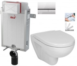 ALCADRAIN Renovmodul - předstěnový instalační systém s chromovým tlačítkem M1721 + WC JIKA LYRA PLUS + SEDÁTKO DURAPLAST SLOWCLOSE (AM115/1000 M1721 LY5)