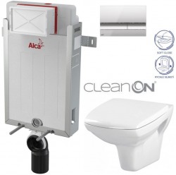 ALCADRAIN Renovmodul - predstenový inštalačný systém s chrómovým tlačidlom M1721 + WC CERSANIT CLEANON CARINA + SEDADLO (AM115/1000 M1721 CA2)