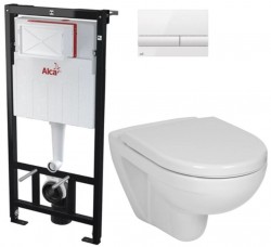 ALCADRAIN Sádromodul - předstěnový instalační systém s bílým tlačítkem M1710 + WC JIKA LYRA PLUS + SEDÁTKO DURAPLAST (AM101/1120 M1710 LY6)