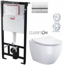 ALCADRAIN Sádromodul - předstěnový instalační systém s chromovým tlačítkem M1721 + WC CERSANIT ZEN CLEANON + SEDÁTKO (AM101/1120 M1721 HA1)