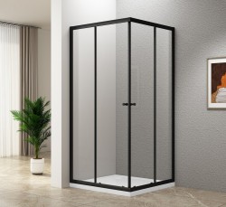 AQUALINE - AGGA BLACK čtvercová sprchová zástěna 800x800, čiré sklo (BLF808)