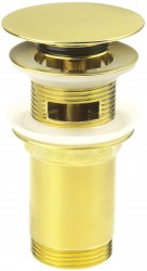 DEANTE - Click-Clack broušená zlatá výpust do umyvadla nebo bidetu, s kovovým pouzdrem - univerzální (NHC_R10U)