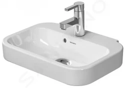 DURAVIT - Happy D.2 Umývátko 500x360 mm, s přepadem, s otvorem pro baterii, s WonderGliss, bílá (07095000001)