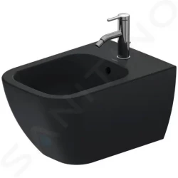 DURAVIT - Happy D.2 Závěsný bidet, 365x540 mm, otvor pro baterii, WonderGliss, anthracite mat (22581513001)