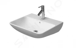 DURAVIT - ME by Starck Umyvadlo 550x440 mm, s přepadem, s otvorem pro baterii, WonderGliss, bílá (23355500001)