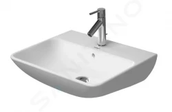 DURAVIT - ME by Starck Umyvadlo 550x440 mm, s přepadem, s otvorem pro baterii, WonderGliss, matná bílá (23355532001)