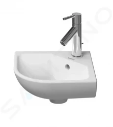 DURAVIT - ME by Starck Umývátko rohové 435x380 mm, s přepadem, s otvorem pro baterii, bílá (0722430000)