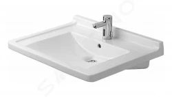 DURAVIT - Starck 3 Umyvadlo 700x545 mm, bezbariérové, s 1 otvorem pro baterii, s WonderGliss, alpská bílá (03097000001)