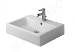 DURAVIT - Vero Umyvadlo na desku, 595x465 mm, s 1 otvorem pro baterii, s WonderGliss, alpská bílá (04526000001)