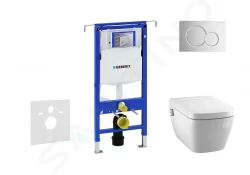 GEBERIT - Duofix Modul pro závěsné WC s tlačítkem Sigma01, lesklý chrom + Tece One - sprchovací toaleta a sedátko, Rimless, SoftClose (111.355.00.5 NT2)