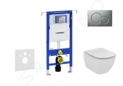 GEBERIT - Duofix Modul pro závěsné WC s tlačítkem Sigma01, matný chrom + Ideal Standard Tesi - WC a sedátko, Aquablade, SoftClose (111.355.00.5 NU3)