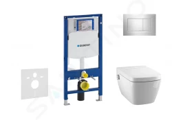 GEBERIT - Duofix Modul pro závěsné WC s tlačítkem Sigma30, lesklý chrom/chrom mat + Tece One - sprchovací toaleta a sedátko, Rimless, SoftClose (111.300.00.5 NT6)