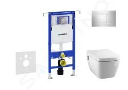 GEBERIT - Duofix Modul pro závěsné WC s tlačítkem Sigma30, lesklý chrom/chrom mat + Tece One - sprchovací toaleta a sedátko, Rimless, SoftClose (111.355.00.5 NT6)