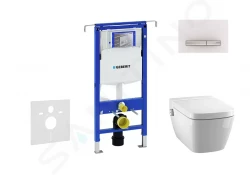 GEBERIT - Duofix Modul pro závěsné WC s tlačítkem Sigma50, alpská bílá + Tece One - sprchovací toaleta a sedátko, Rimless, SoftClose (111.355.00.5 NT8)