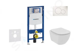 GEBERIT - Duofix Set předstěnové instalace, klozetu a sedátka Ideal Standard Tesi, tlačítka Sigma01, Rimless, SoftClose, alpská bílá (111.300.00.5 NE1)