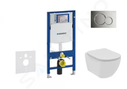 GEBERIT - Duofix Set předstěnové instalace, klozetu a sedátka Ideal Standard Tesi, tlačítka Sigma01, Rimless, SoftClose, lesklý chrom (111.300.00.5 NE2)