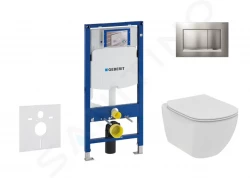 GEBERIT - Duofix Set předstěnové instalace, klozetu a sedátka Ideal Standard Tesi, tlačítka Sigma30, Rimless, SoftClose, matný chrom/chrom (111.300.00.5 NE7)