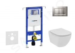 GEBERIT - Duofix Set předstěnové instalace, klozetu a sedátka Ideal Standard Tesi, tlačítka Sigma30, Rimless, SoftClose, matný chrom/chrom (111.355.00.5 NE7)