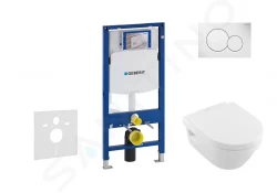 GEBERIT - Duofix Set předstěnové instalace, klozetu a sedátka Villeroy & Boch, tlačítka Sigma01, DirectFlush, SoftClose, CeramicPlus, alpská bílá (111.300.00.5 NB1)